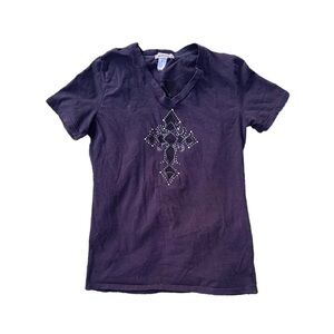 Bedazzled Mesh Cross Grunge Tee Medium